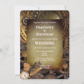 Steampunk Mechanical Gears Butterfly Invit Kaart (Voorkant)