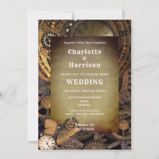 Steampunk  Mechanical Gears Butterfly Kaart (Voorkant)