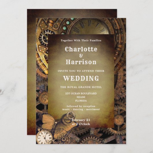 Steampunk  Mechanical Gears Butterfly Kaart (Voorkant / Achterkant)