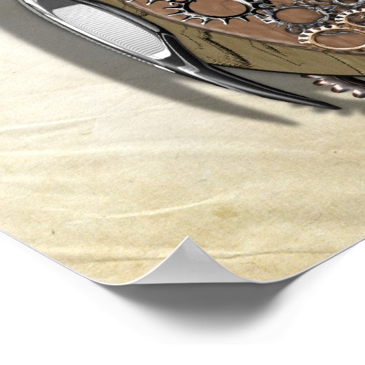 Steampunk Mechanical Gears Owl Poster (Hoek)