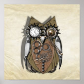 Steampunk Mechanical Gears Owl Poster (Voorkant)