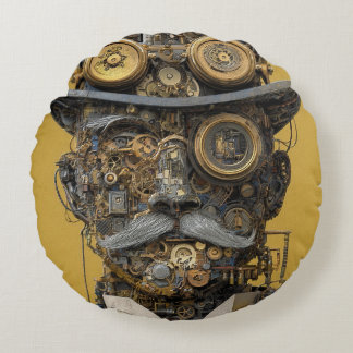 Steampunk Mechanical Gentleman Rond Kussen