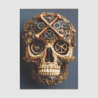 Steampunk Mechanical Gothic Skull FF8L Decoupage Tissuepapier
