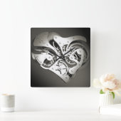 Steampunk Mechanical Heart - B&W Vierkante Klok (Huis)