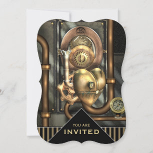 Steampunk Mechanical Heart Event Invitation Kaart