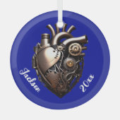 Steampunk Mechanical Heart Glas Ornament (Voorkant)