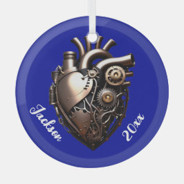 Steampunk Mechanical Heart Glas Ornament