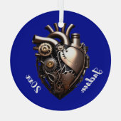 Steampunk Mechanical Heart Glas Ornament (Achterkant)