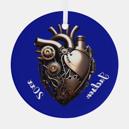 Steampunk Mechanical Heart Glas Ornament (Achterkant)