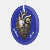 Steampunk Mechanical Heart Glas Ornament (Voorkant links)