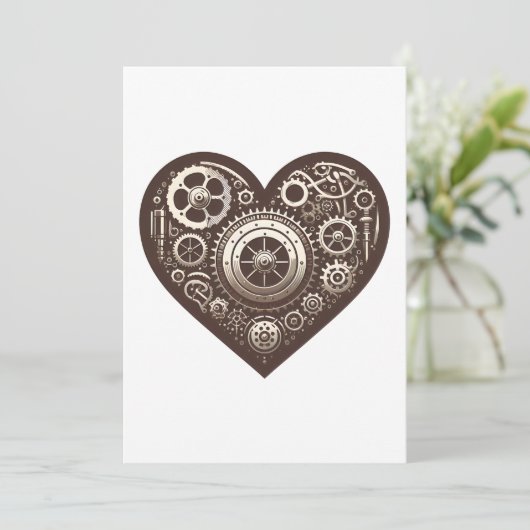 Steampunk Mechanical Heart Kaart (Staand voorkant)
