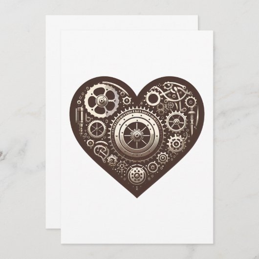 Steampunk Mechanical Heart Kaart (Voorkant / Achterkant)