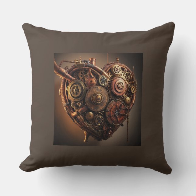 Steampunk Mechanical Heart Kussen (Voorkant)