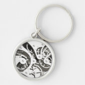 steampunk Mechanical Heart - Platinum B&W Sleutelhanger (Voorkant)