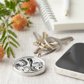 steampunk Mechanical Heart - Platinum B&W Sleutelhanger (Zijkant)