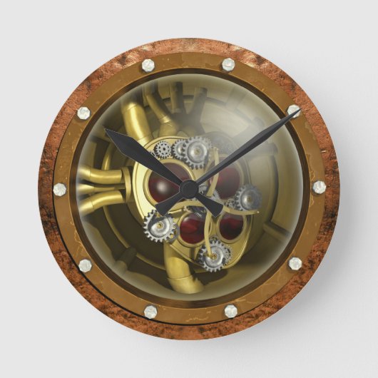 Steampunk Mechanical Heart Ronde Klok (Voorkant)