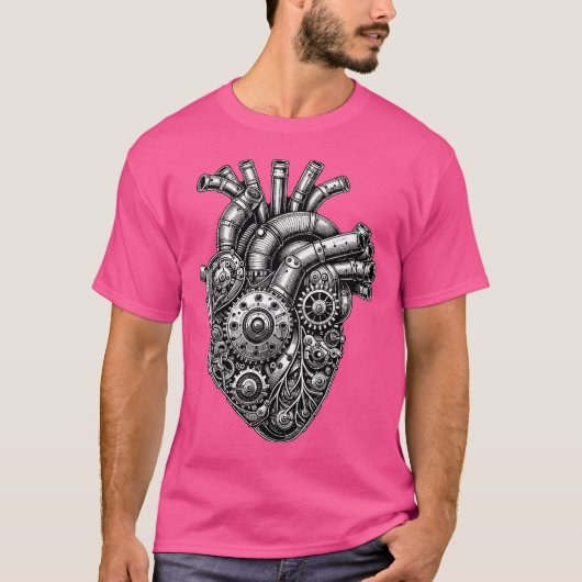 Steampunk Mechanical Heart T-shirt (Voorkant)