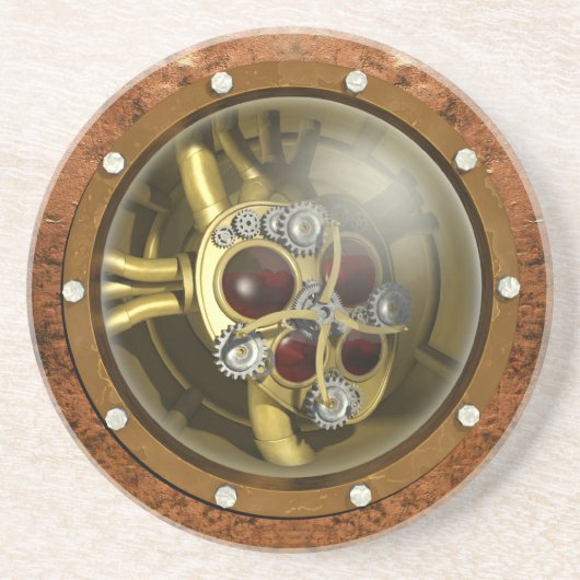 Steampunk Mechanical Heart Zandsteen Onderzetter (Voorkant)