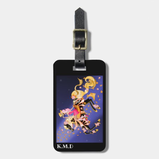 Steampunk Mechanical Horse & Lady Bagagelabel (Voorkant verticaal)