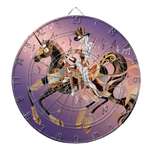 Steampunk Mechanical Horse & Lady Dartboard Dartbord (Voorkant)