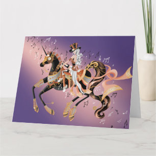 Steampunk Mechanical Horse & Lady Greetings Kaart