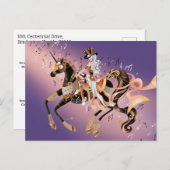 Steampunk Mechanical Horse & Lady Paars Briefkaart (Voorkant / Achterkant)