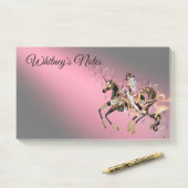Steampunk Mechanical Horse & Lady Pink Post-it® Notes (Op bureau)