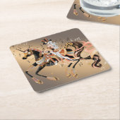 Steampunk Mechanical Horse & Lady Square Onderzett Kartonnen Onderzetters (Schuin)