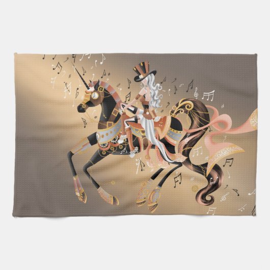Steampunk Mechanical Horse & Lady Tea Towels Theedoek (Horizontaal)