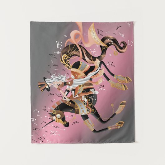 Steampunk Mechanical Horse & Lady Wandkleed (Voorkant)