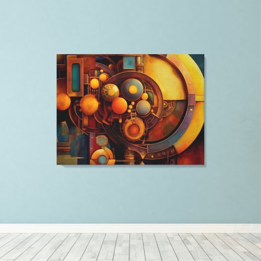Steampunk Mechanical Orb Composition Canvas Afdruk (Insitu (Houten vloer))
