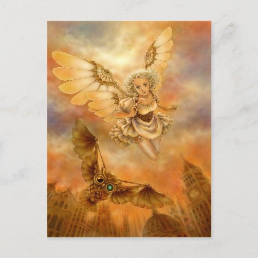 Steampunk Mechanical Owl Fantasy Art Postcard Briefkaart (Voorkant)