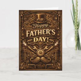 Steampunk Mechanical Vintage Fathers Day Feestdagen Kaart