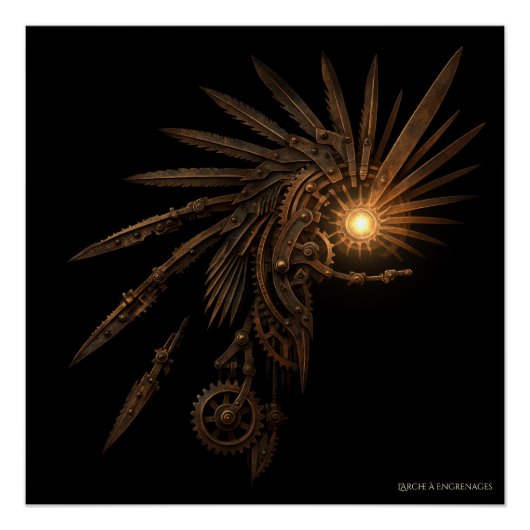 Steampunk Mechanical Wings Perfect Poster (Voorkant)