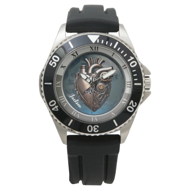 Steampunk mechanisch menselijk hart horloge (Voorkant)