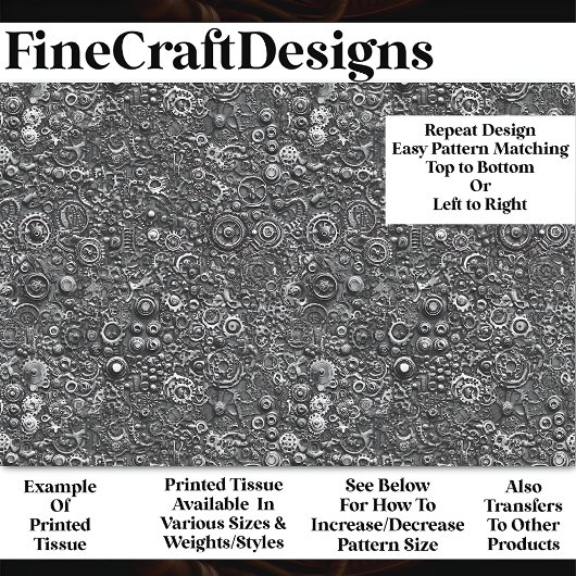 Steampunk Mechanisch Patroon Grijs BN3 Decoupage Tissuepapier