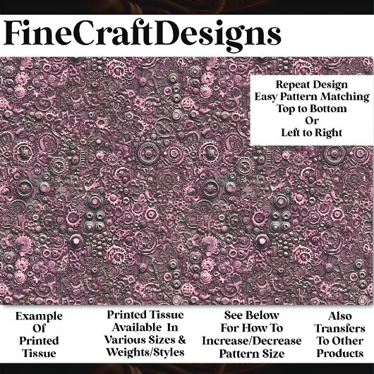 Steampunk Mechanisch Patroon Roze BN1 Decoupage Tissuepapier