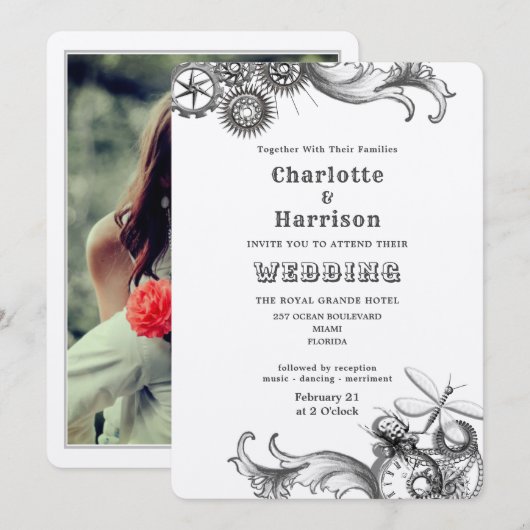 Steampunk  mechanisch tandwiel snijdt foto I Kaart (Voorkant / Achterkant)