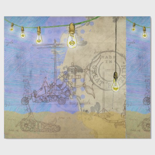Steampunk Mechanische Edison Light Architect Cadeaupapier (Vlak)