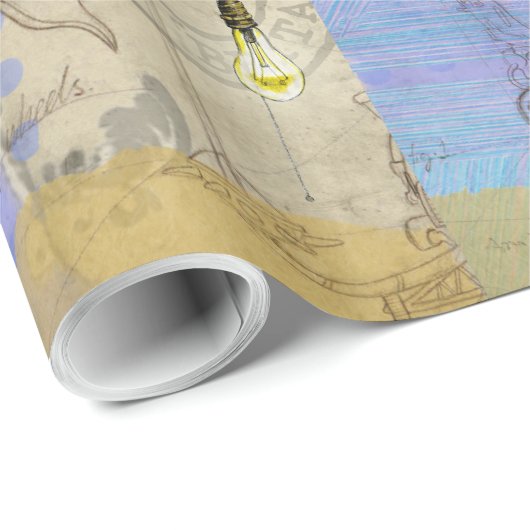 Steampunk Mechanische Edison Light Architect Cadeaupapier (Rol Hoek)