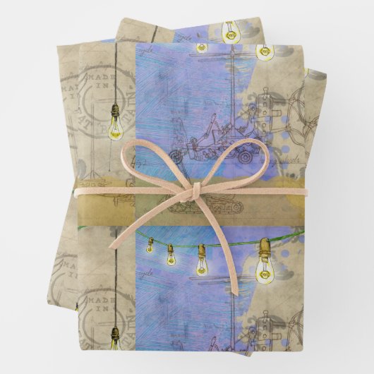 Steampunk Mechanische Edison Light Architect Inpakpapier Vel (In situ)