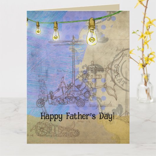 Steampunk Mechanische Edison Light Architect Kaart (Gele Bloem)