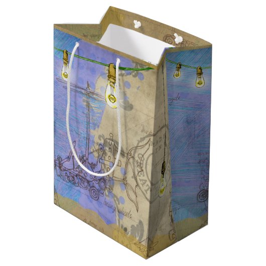 Steampunk Mechanische Edison Light Architect Medium Cadeauzakje (Achterkant Gekanteld)