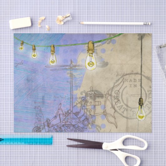 Steampunk Mechanische Edison Light Architect Tissuepapier (Craft)