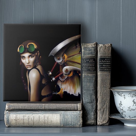 Steampunk mechanische fee tegeltje