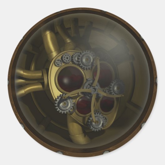 Steampunk Mechanische Hart Sticker (Voorkant)
