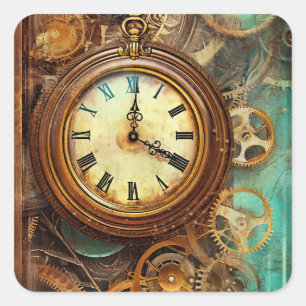 Steampunk Mechanische Industriële Cyberpunk Vierkante Sticker