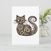 Steampunk Mechanische Kat Kaart (Staand voorkant)