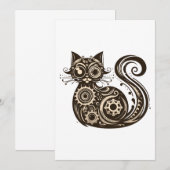 Steampunk Mechanische Kat Kaart (Voorkant / Achterkant)