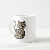 Steampunk Mechanische Kat Koffiemok (Voorkant links)